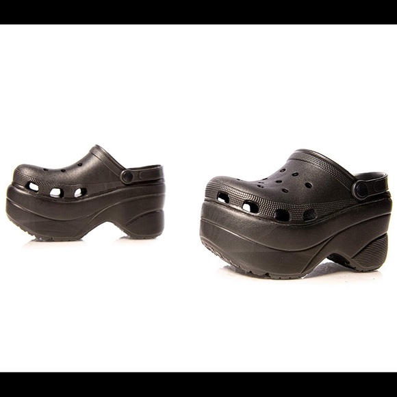all black platform crocs